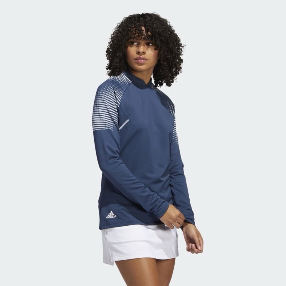 Adidas Sweashirt Womens Large Blue Striped Fleece Pullover Cold RDY